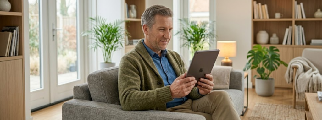Oudere man met Ipad