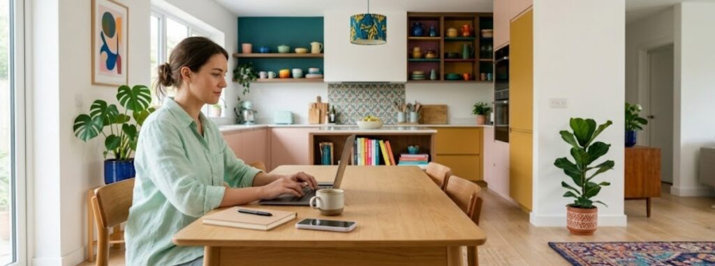 Vrouw achter de laptop