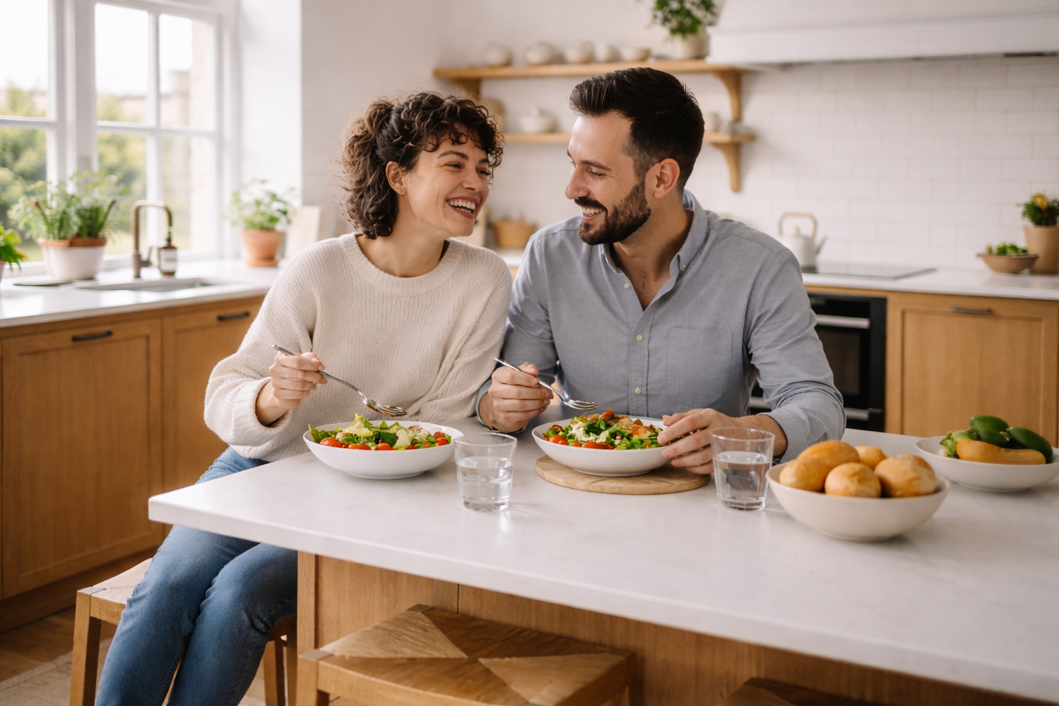 Stelletje samen in de keuken